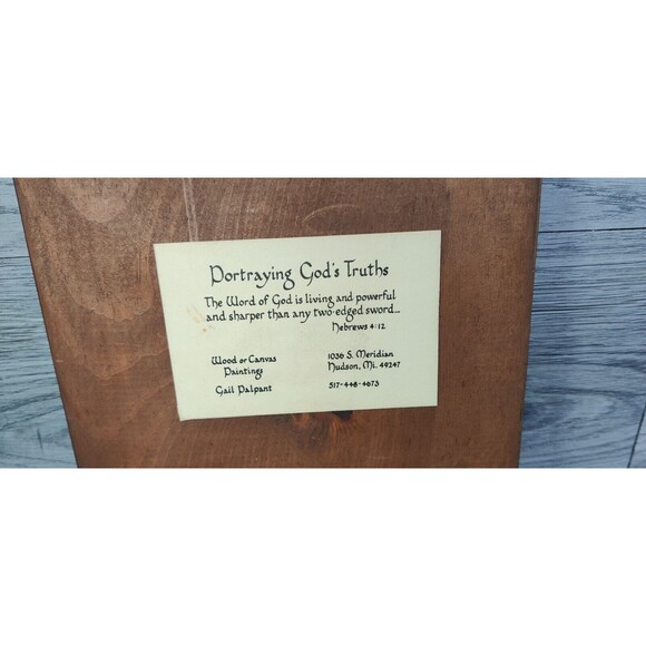 Hand Painted 7x10 Wooden Baby Owl In A Tree With Bible Verse Hanging Vintage Art - Picture 5 of 7